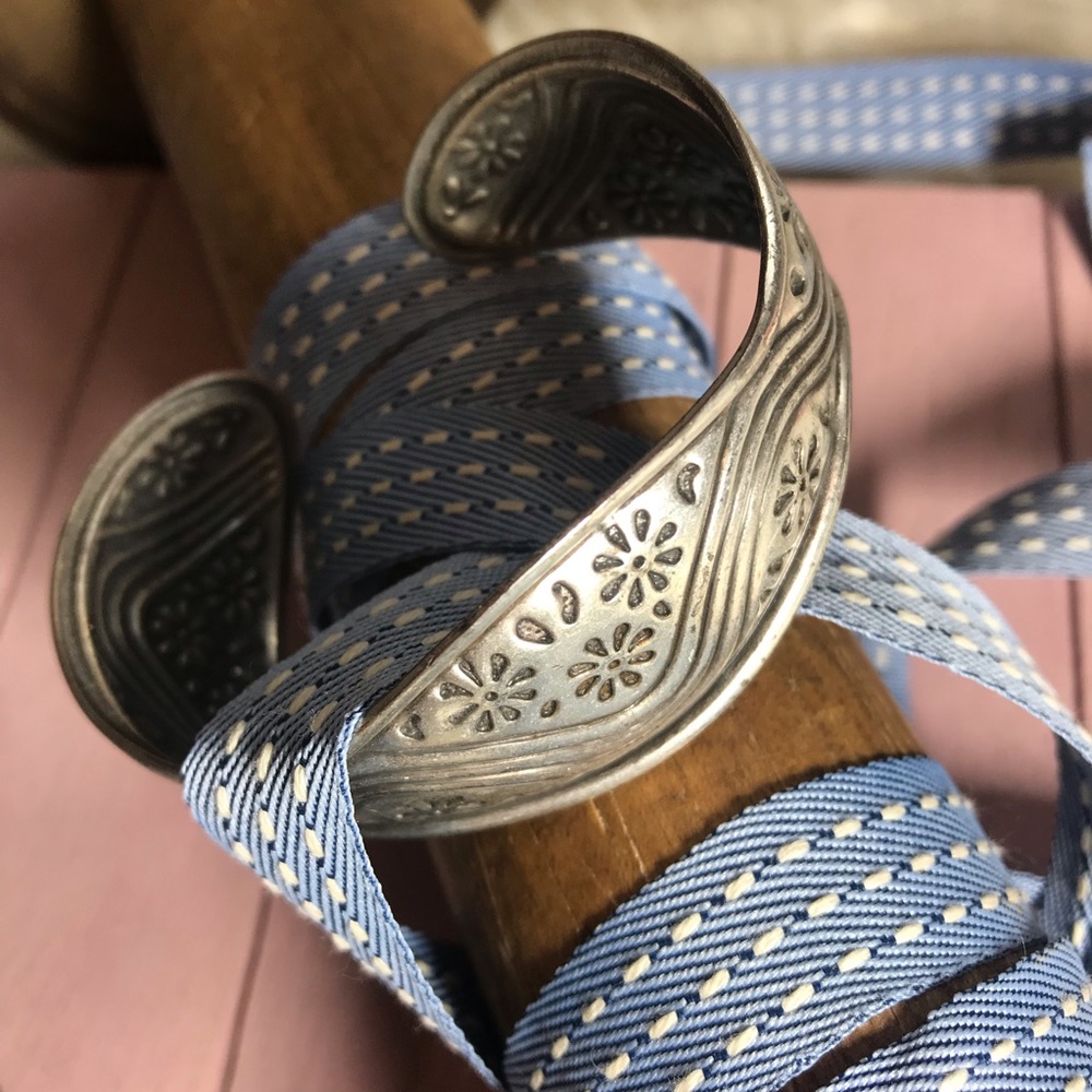 Silver Tone Stamped Cuff Bracelet